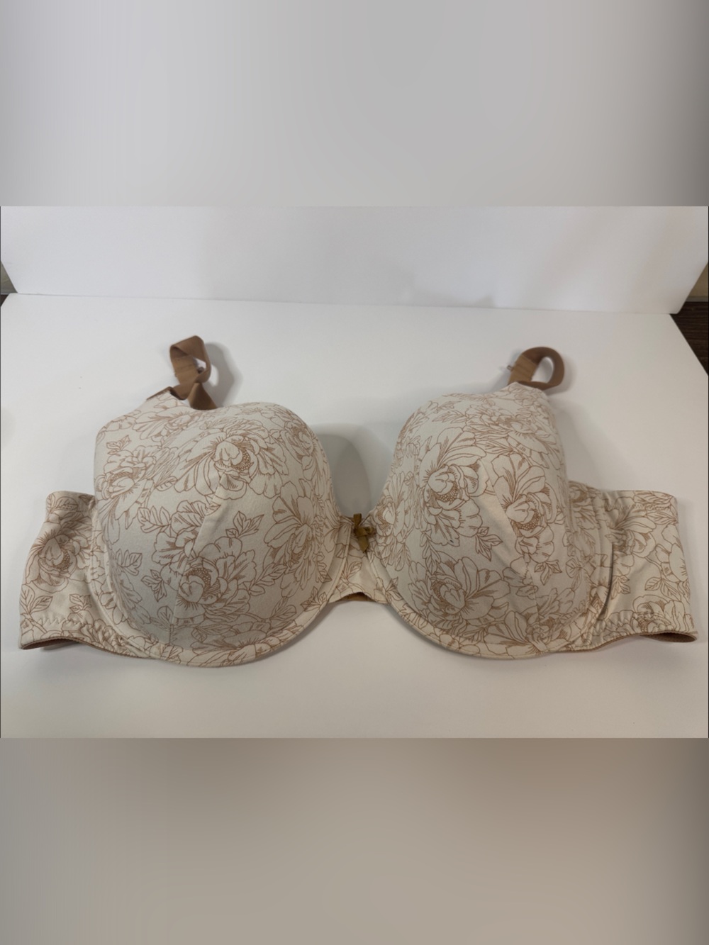 Ambrielle Tan Floral Bra 44DD